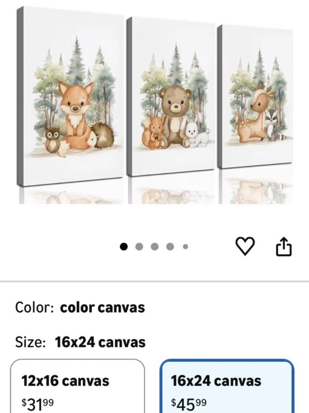 Woodland Baby Animal Triptych Canvas - Soft Neutral Tones